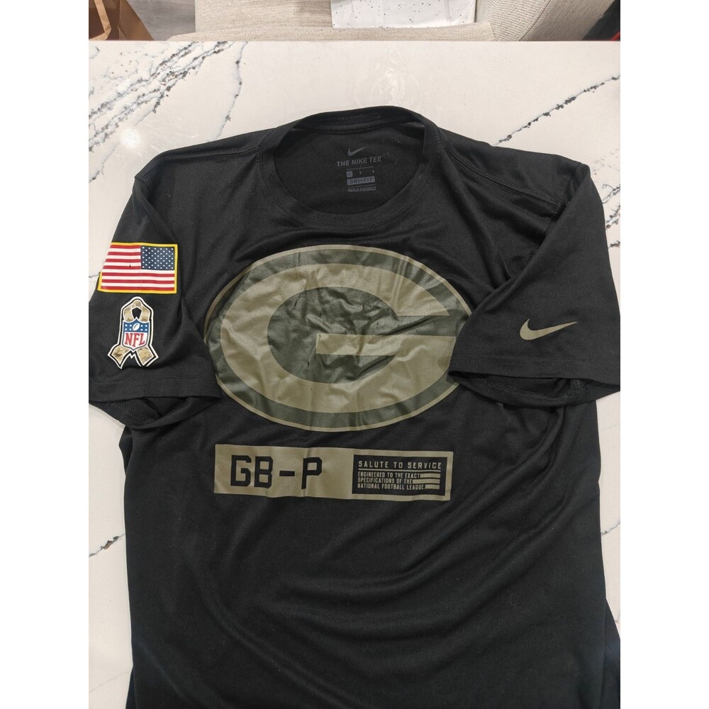 Nike NFL On Field Salute To Service Green Bay Packers Dri Fit Mens Black Large